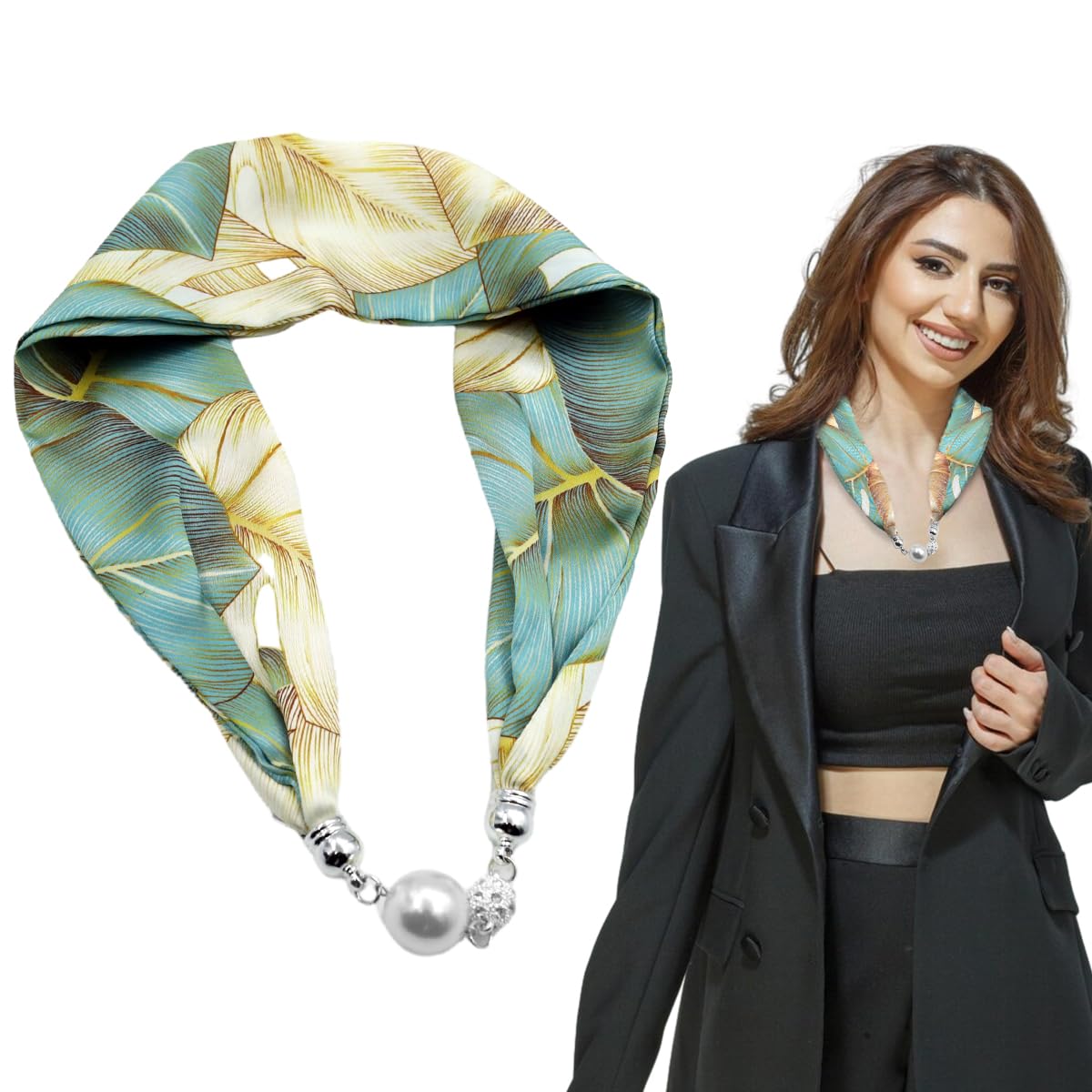 PALAY Neck Scarf for Women Stylish Satin Silk-feel Head Scarf Fashion Print Neckerchief Necktie Scarf with Magnet Buckle PALAY Neck Scarf for Women Stylish Satin Silk-feel Head Scarf Fashion Print Neckerchief Necktie Scarf with Magnet Buckle